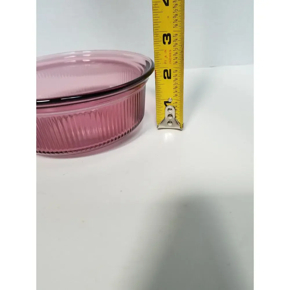 VTG Corning Vision Ribbed 1-Pint Casserole Dish C-16-B Cranberry Color